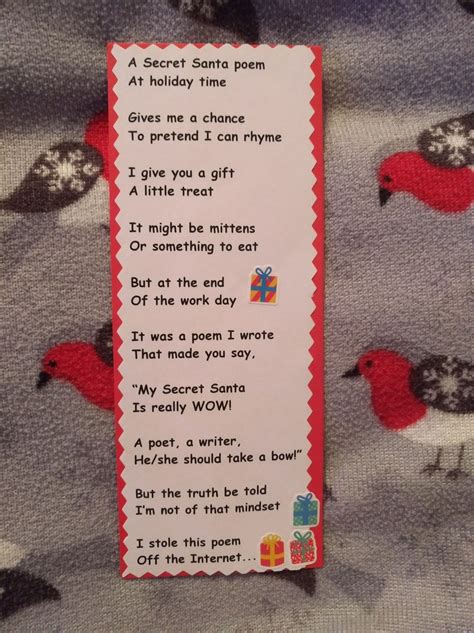 funny secret santa poems